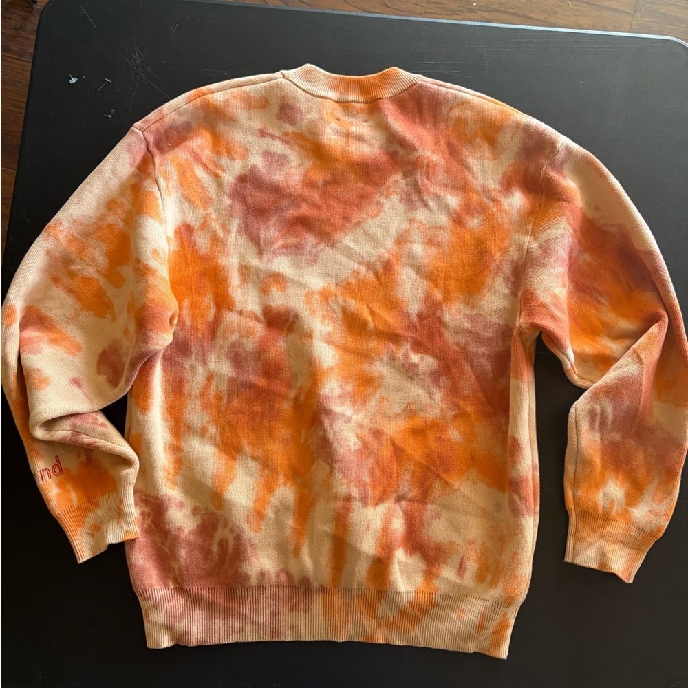 Oversized Crewneck Cotton Tie Dye Sweatshirt Bound XS Pullover Orange Cream - Picture 3 of 7